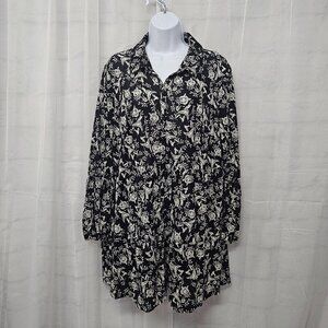 Style & Co. Blouse Tunic Black White Boho Casual Peasant Mesh 1X